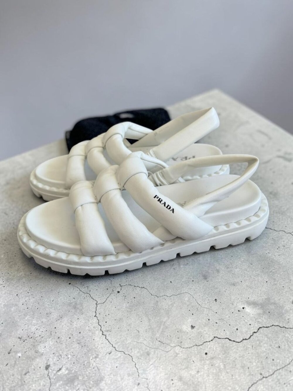 PRADA Women’s Blow White Padded Platform Sandals Size 39 / US 9